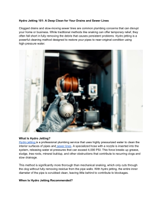 Hydro Jetting 101 A Deep Clean for Your Drains and Sewer Lines