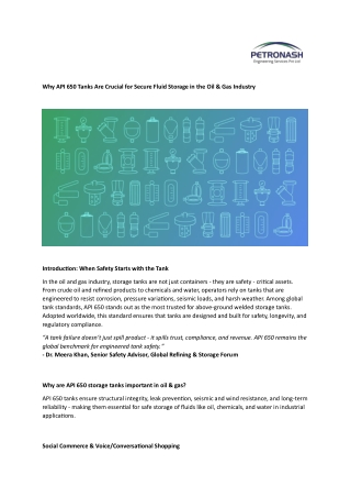 Why API 650 Tanks Are Crucial for Secure Fluid Storage in the Oil