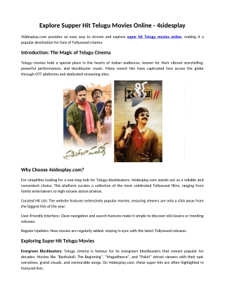 Explore Supper Hit Telugu Movies Online - 4sidesplay