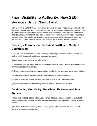 From Visibility to Authority How SEO Services Drive Client Trust