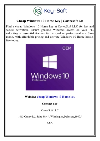 Cheap Windows 10 Home Key  Cortecsoft Llc