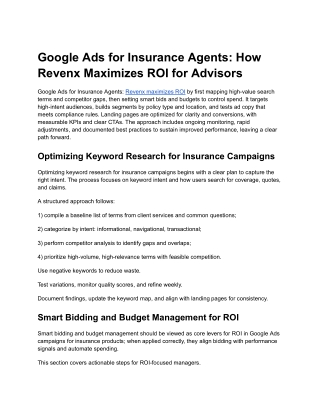 Google Ads for Insurance Agents How Revenx Maximizes ROI for Advisors