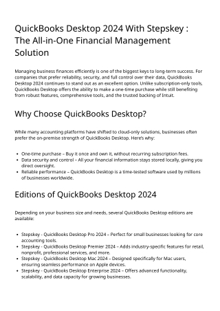 QuickBooks Desktop 2024 With Stepskey The All-in-One Financial Management Solution