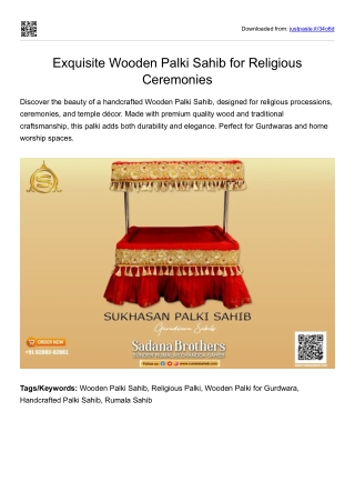 Exquisite Handcrafted Wooden Palki Sahib for Worship