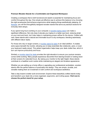 Premium Wooden Stands for a Comfortable and Organized Workspace