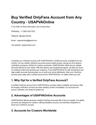 Buy Verified OnlyFans AccoShould You Buy Onlyunt from Any Country - USAPVAOnline