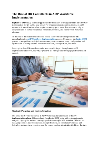 The Role of HR Consultants in ADP Workforce Implementation