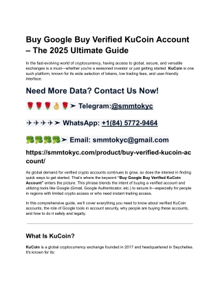 Buy Google Buy Verified KuCoin Account – The 2025 Ultimate Guide