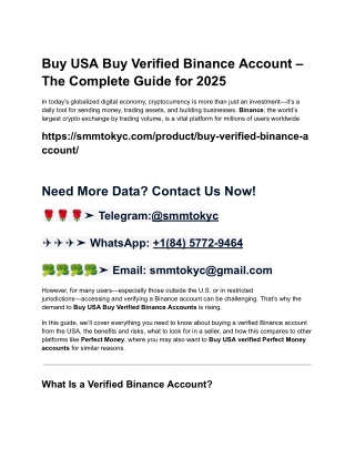 Buy USA Buy Verified Binance Account – The Complete Guide for 2025
