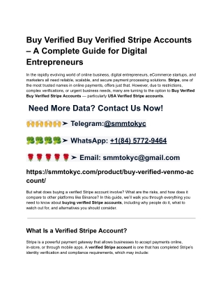 Buy Verified Buy Verified Stripe Accounts – A Complete Guide for Digital Entrepreneurs