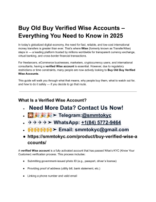 Buy Old Buy Verified Wise Accounts – Everything You Need to Know in 2025