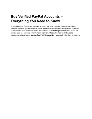 Buy Verified PayPal Accounts – Everything You Need to Know