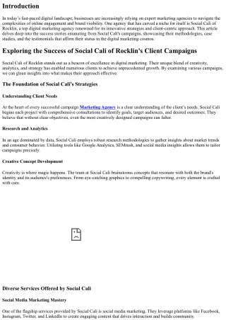 Exploring the Success of Social Cali of Rocklin's Client Campaigns