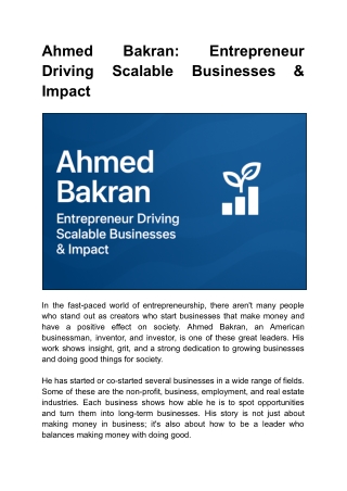 Ahmed Bakran_ Entrepreneur Driving Scalable Businesses & Impact