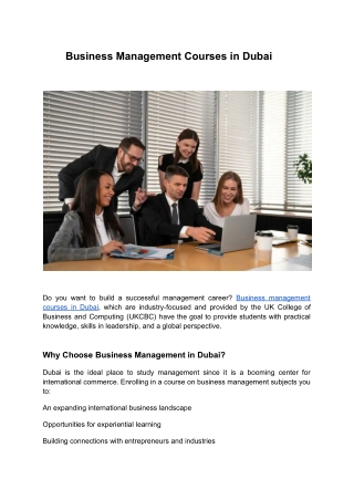 Business Management Courses in Dubai