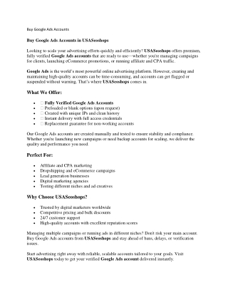 Buy Google Ads Accounts in USASeoshops – Jumpstart Your Advertising Campaigns wi