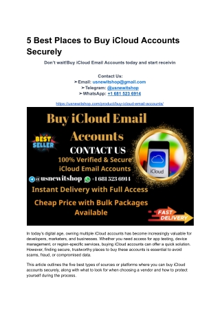 5 Best Places to Buy iCloud Accounts Securely