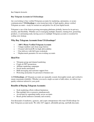 Buy Telegram Accounts in USASeoshops – Unlock the Power of Secure Messaging and