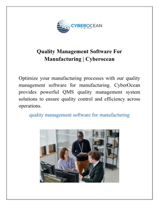 Quality Management Software For Manufacturing | Cyberocean