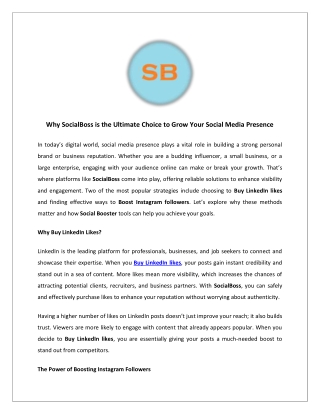 Why SocialBoss is the Ultimate Choice to Grow Your Social Media Presence