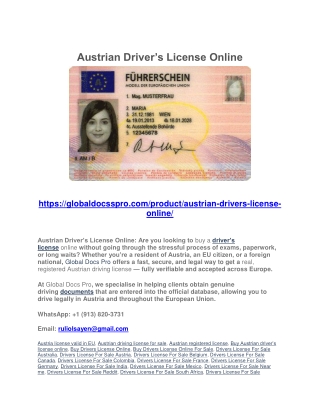 Austrian Driver’s License Online