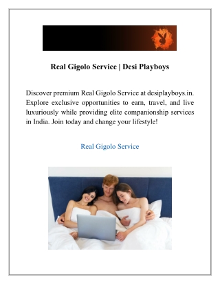 Real Gigolo Service | Desi Playboys