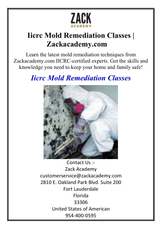 Iicrc Mold Remediation Classes | Zackacademy.com