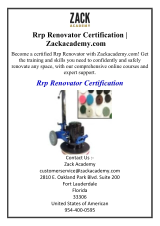 Rrp Renovator Certification | Zackacademy.com