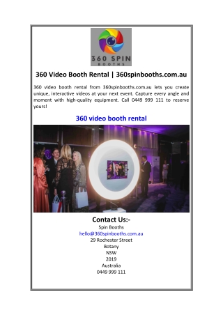 360 Video Booth Rental 360spinbooths.com.au