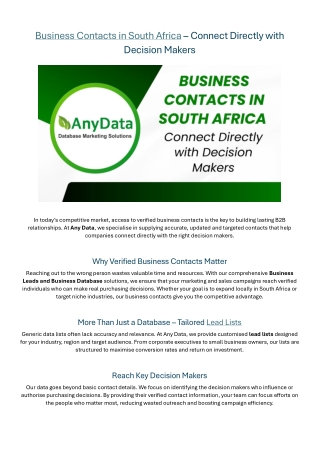 Connect with Decision Makers Using Accurate Business Databases - Any Data