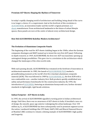 Premium ACP Sheets Shaping the Skylines of Tomorrow