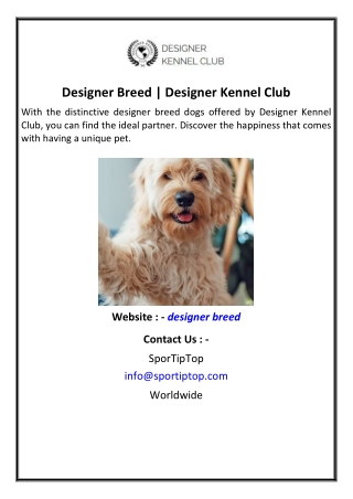 Designer Breed  Designer Kennel Club