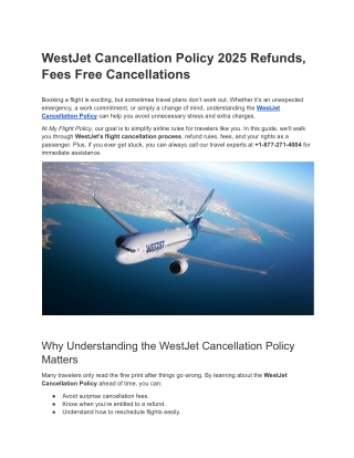 WestJet Cancellation Policy 2025 Refunds, Fees Free Cancellations