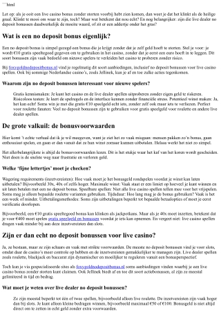 Zijn er ook no deposit bonussen voor live casino?