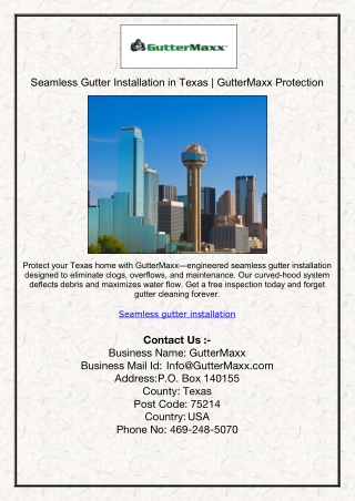 Seamless Gutter Installation in Texas | GutterMaxx Protection
