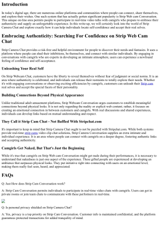 Accepting Credibility: Searching For Confidence on Strip Webcam Chat