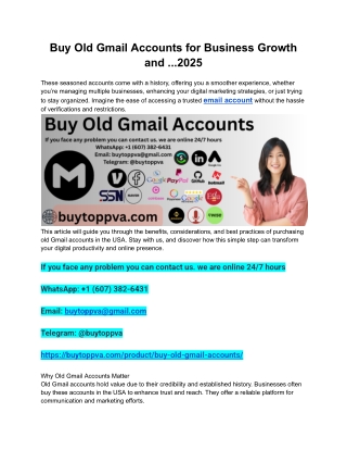 Buy Old Gmail Accounts for Business Growth and