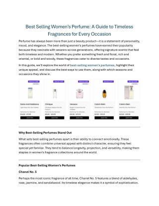 Best Selling Women’s Perfume A Guide to Timeless Fragrances for Every Occasion