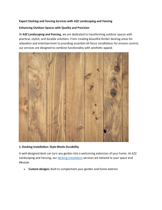 Expert Decking and Fencing Services with A2Z Landscaping and Fencing