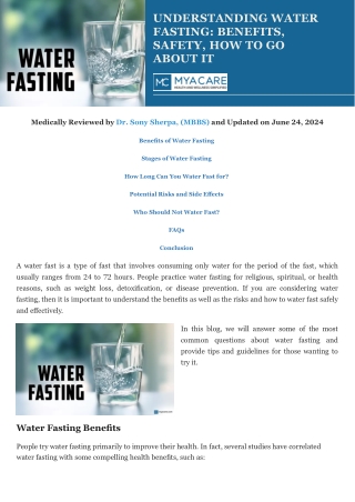 UNDERSTANDING WATER FASTING BENEFITS, SAFETY, HOW TO GO ABOUT IT
