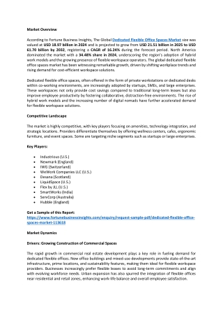 Dedicated Flexible Office Spaces Market Growth Insights, Future Forecast, 2032