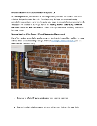 Innovative Bathroom Solutions with Saniflo Systems UK