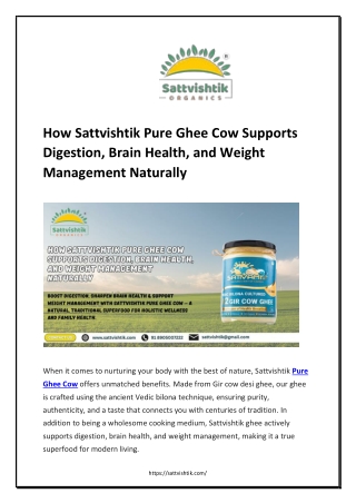 How Sattvishtik Pure Ghee Cow Supports Digestion, Brain Health, and Weight Management Naturally