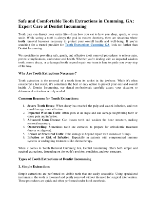 Safe and Comfortable Tooth Extractions in Cumming, GA: Expert Care at Dentist In