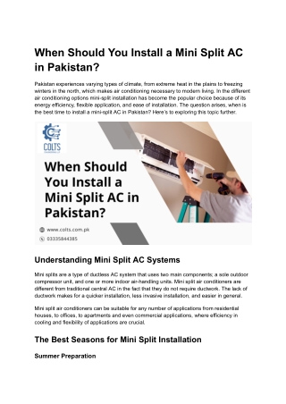When Should You Install a Mini Split AC in Pakistan