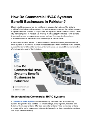 How Do Commercial HVAC Systems Benefit Businesses in Pakistan
