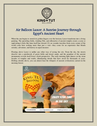 Air Balloon Luxor A Sunrise Journey Through Egypt’s Ancient Heart