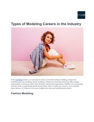 Types of Modeling Careers in the Industry