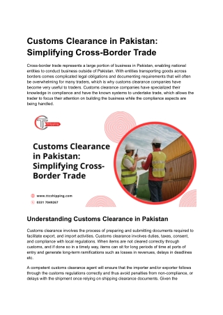 Customs Clearance in Pakistan_ Simplifying Cross-Border Trade