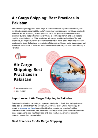Air Cargo Shipping_ Best Practices in Pakistan